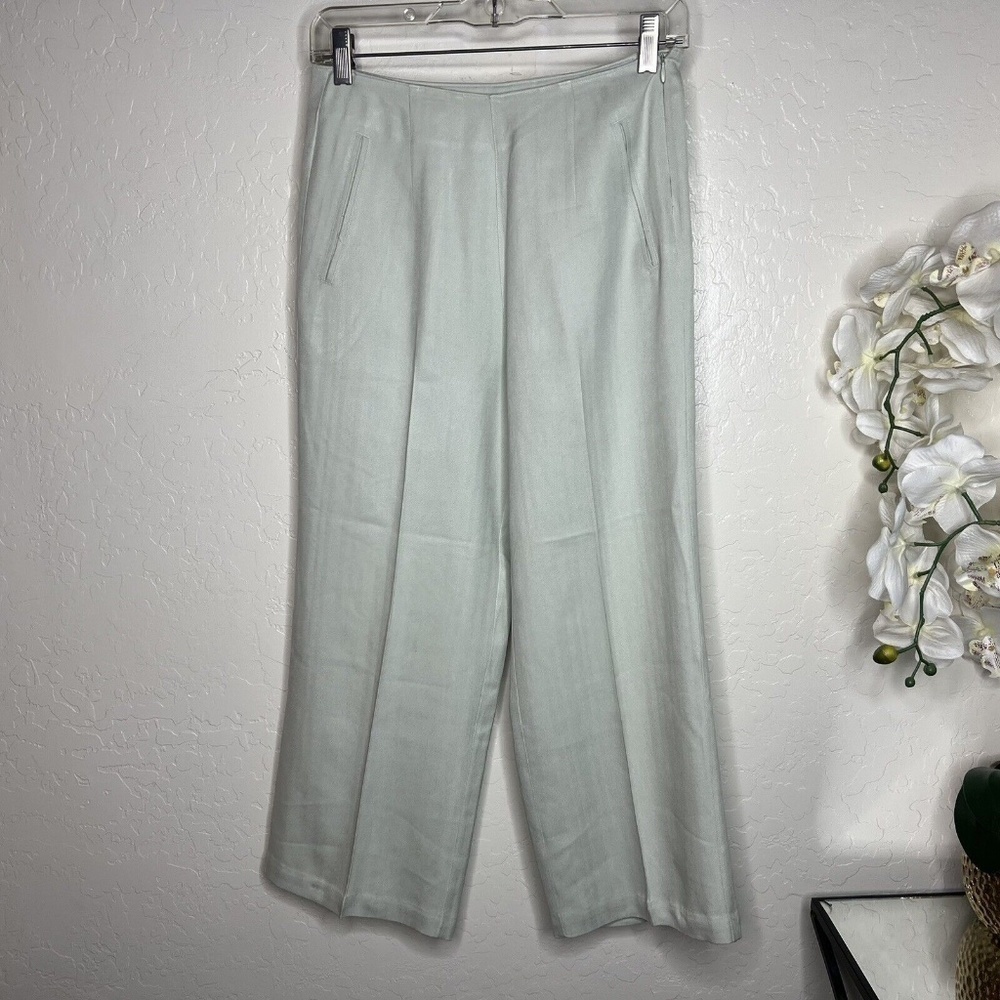TOMMY BAHAMA women 100% silk Green Mint side zip pants 2